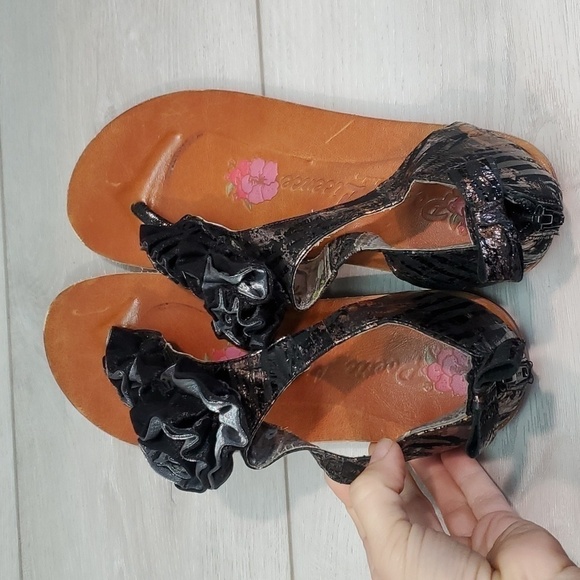 Anthropologie Poetric Licence Womens Comfort Y2K Bow Thong Sandals shoes sz 9.5 - Picture 7 of 12